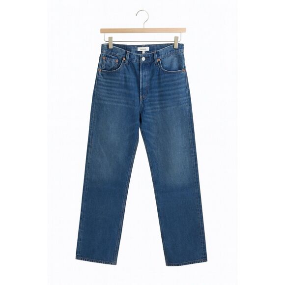 Re/Done Jeans Women's 34 Bay Fade Med Wash Straight Leg Button Front NWT - Picture 2 of 16